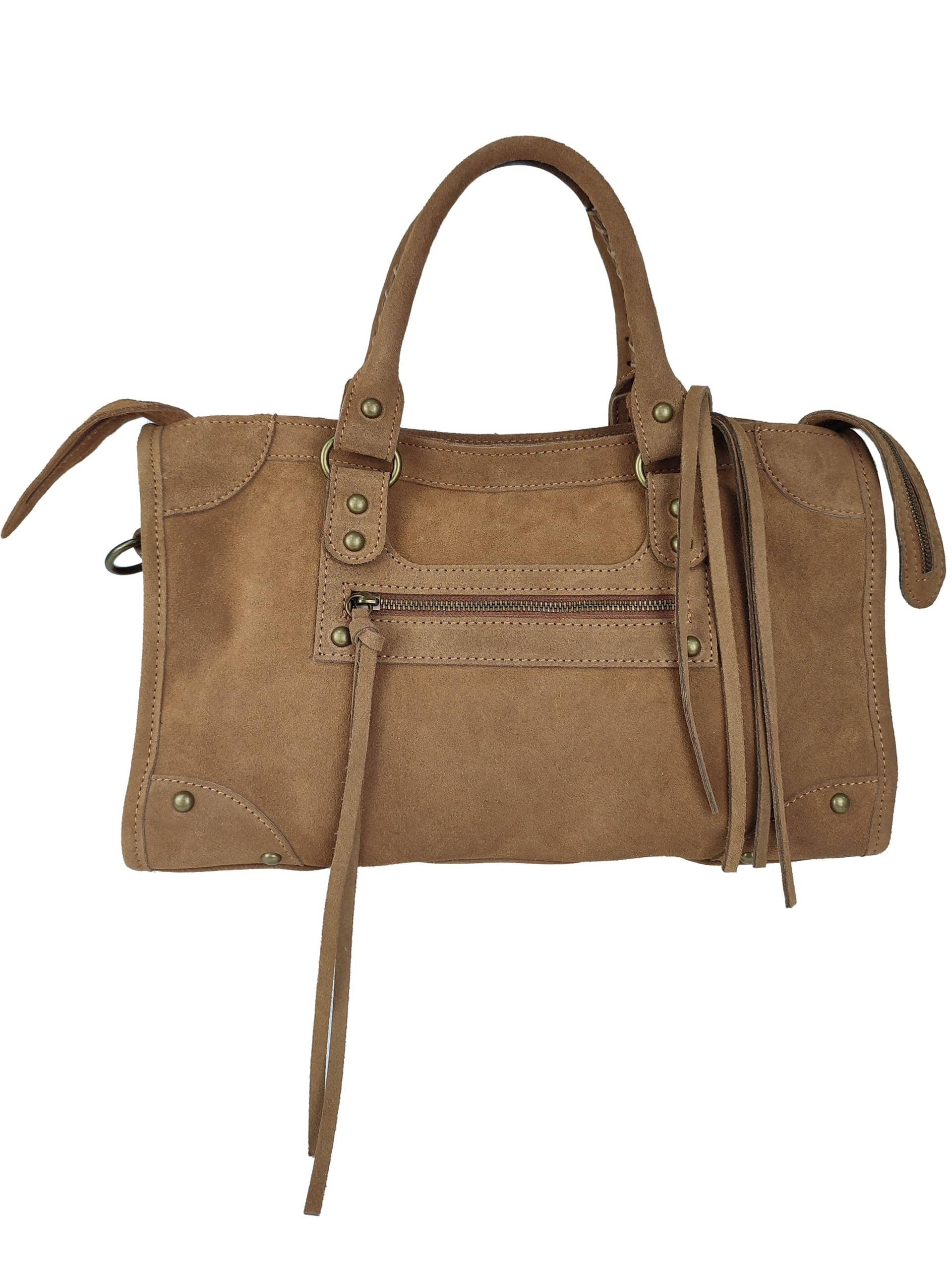 FLORENCE LEATHER - Suede handbag