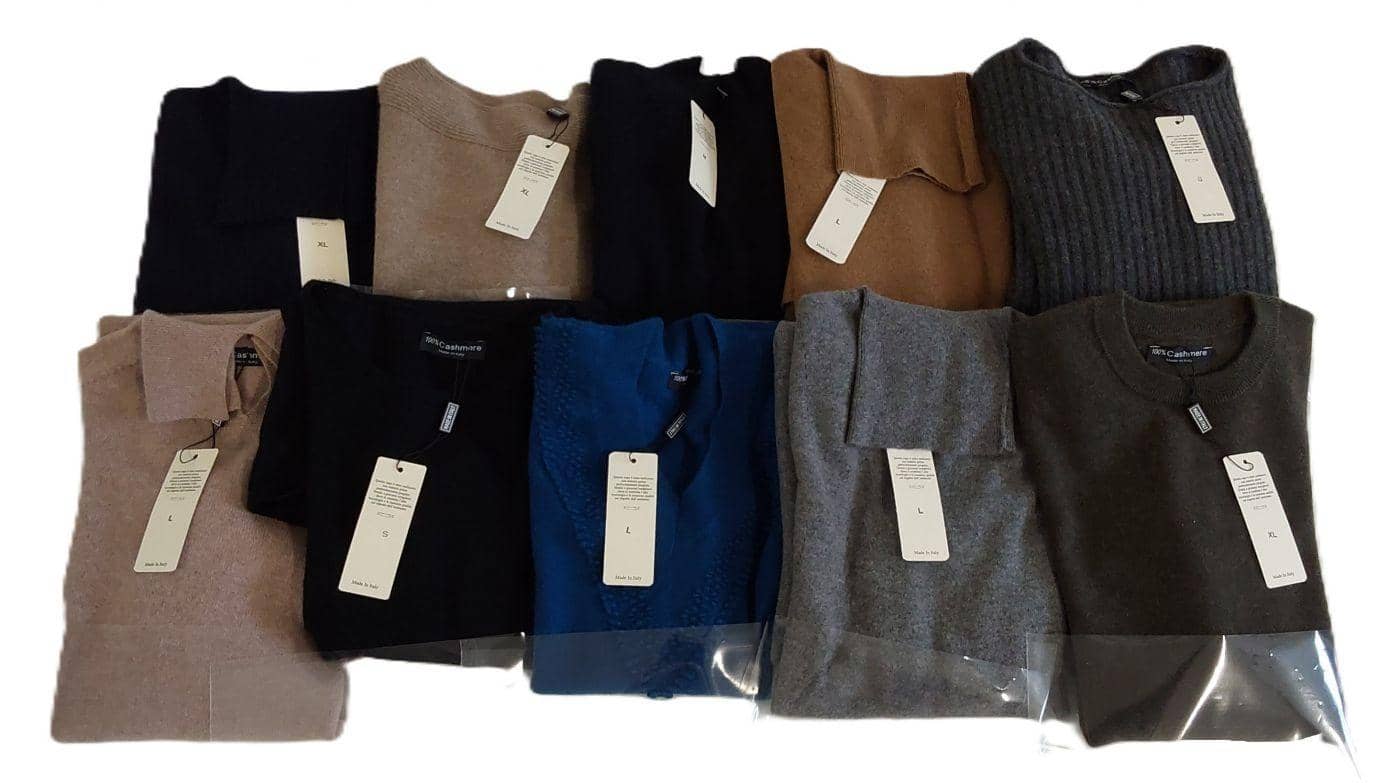 DIFFUSIONESTOCK - women's knitted dress (box 10 pieces) 100% cashmere made in Italy 