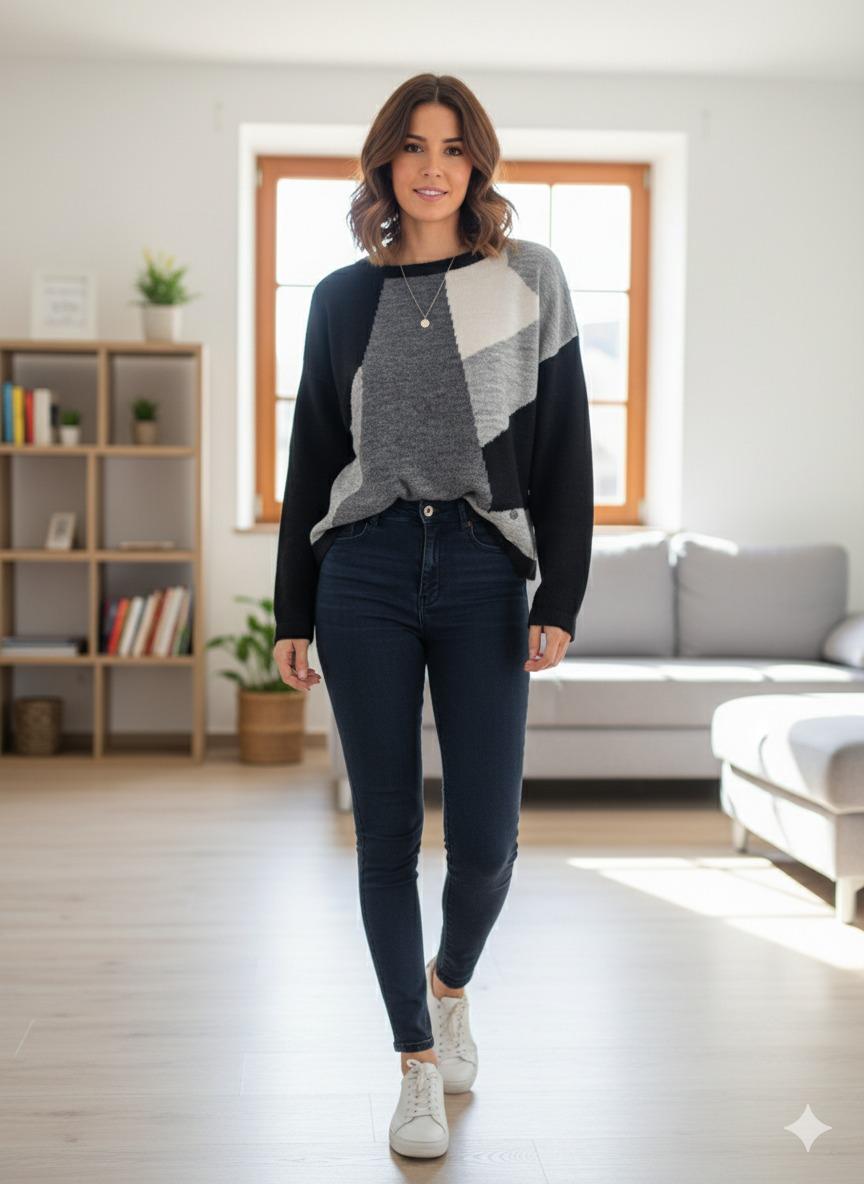 INNOVAZIONE ITALIANA - SHORT GEOMETRIC SWEATER 